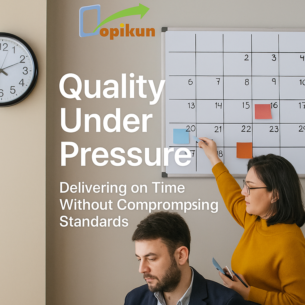 quality a professional team working confidently near a deadline board.